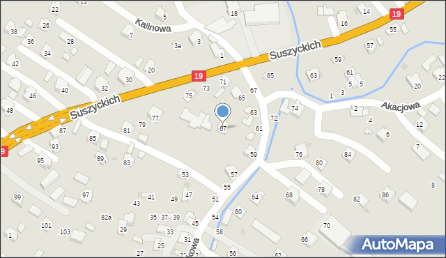 Boguchwała, Suszyckich, 67, mapa Boguchwała