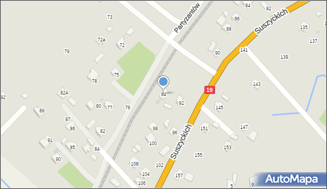 Boguchwała, Suszyckich, 94, mapa Boguchwała