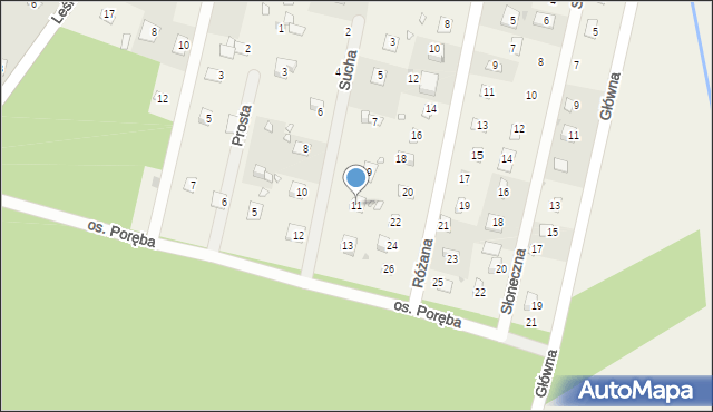 Brzeźce, Sucha, 11, mapa Brzeźce