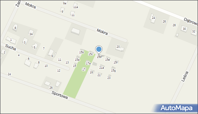 Brzeziny, Sucha, 15d, mapa Brzeziny