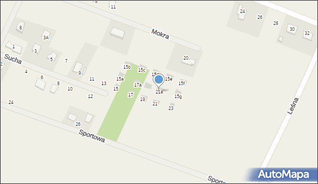 Brzeziny, Sucha, 21a, mapa Brzeziny