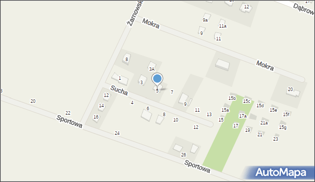 Brzeziny, Sucha, 5, mapa Brzeziny