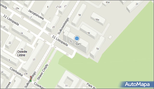 Bydgoszcz, Sułkowskiego Józefa, 52a, mapa Bydgoszczy