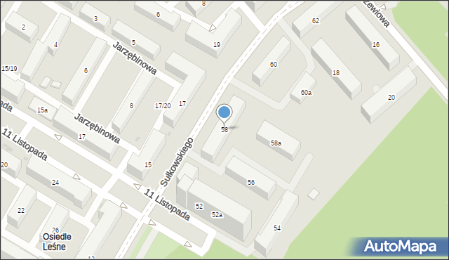 Bydgoszcz, Sułkowskiego Józefa, 58, mapa Bydgoszczy