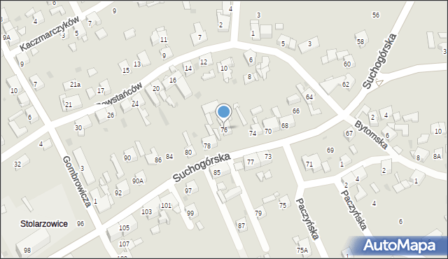 Bytom, Suchogórska, 76, mapa Bytomia