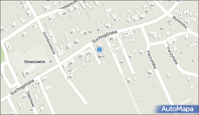 Bytom, Suchogórska, 99, mapa Bytomia