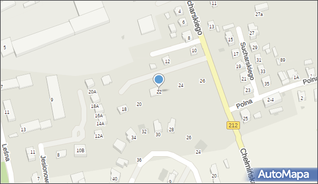 Bytów, Sucharskiego Henryka, mjr., 22, mapa Bytów