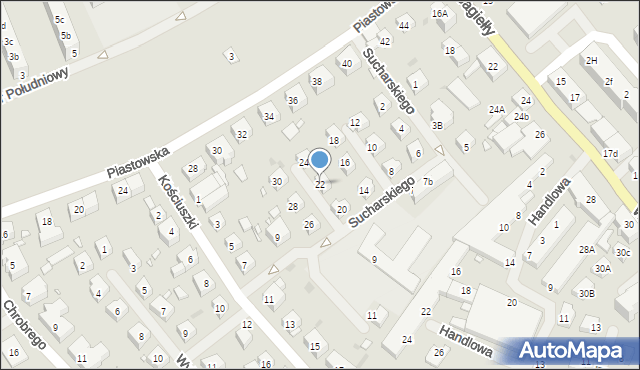 Choszczno, Sucharskiego Henryka, mjr., 22, mapa Choszczno