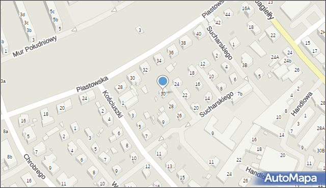 Choszczno, Sucharskiego Henryka, mjr., 30, mapa Choszczno