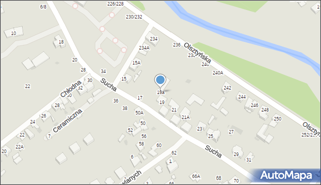 Częstochowa, Sucha, 19a, mapa Częstochowy