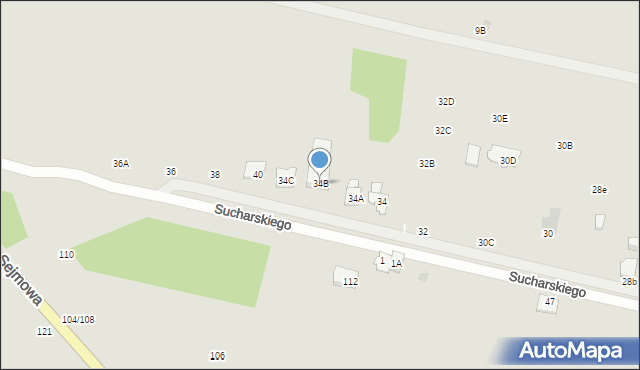 Częstochowa, Sucharskiego Henryka, mjr., 34B, mapa Częstochowy