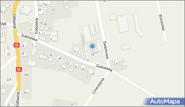 Długomiłowice, Sukowska, 1a, mapa Długomiłowice