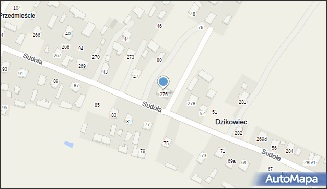 Dzikowiec, Sudoła Stanisława, ks., 72, mapa Dzikowiec