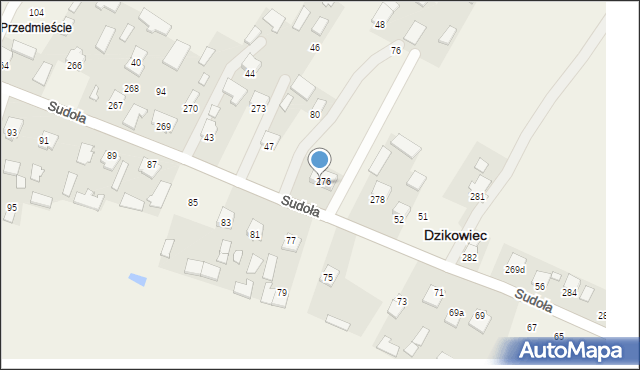 Dzikowiec, Sudoła Stanisława, ks., 74, mapa Dzikowiec