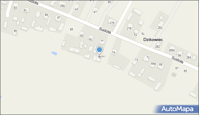 Dzikowiec, Sudoła Stanisława, ks., 79, mapa Dzikowiec