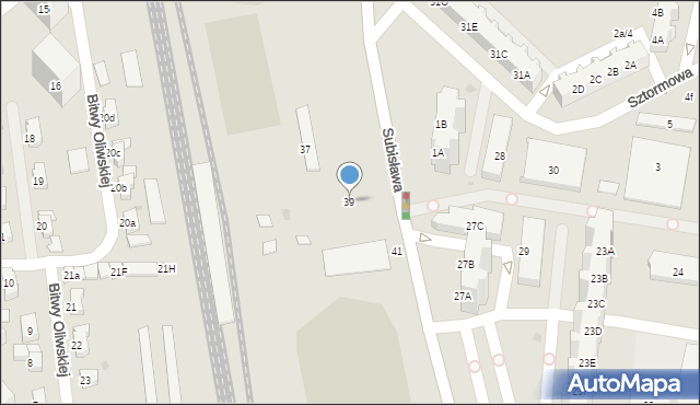 Gdańsk, Subisława, 39, mapa Gdańska