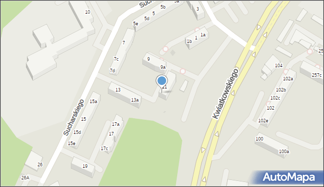 Gdynia, Sucharskiego Henryka, mjr., 11a, mapa Gdyni