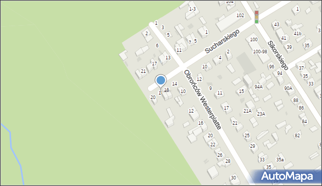 Głowno, Sucharskiego Henryka, mjr., 18, mapa Głowno