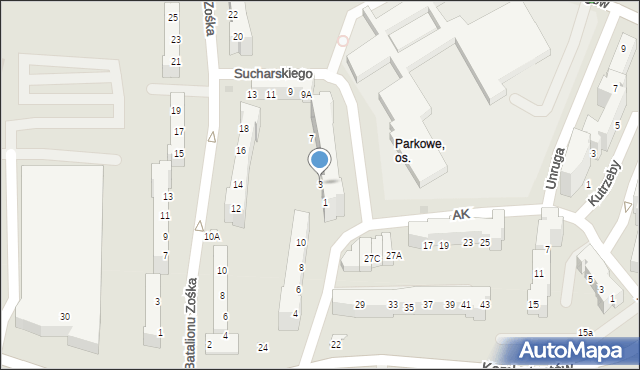 Gorzów Wielkopolski, Sucharskiego Henryka, mjr., 3, mapa Gorzów Wielkopolski