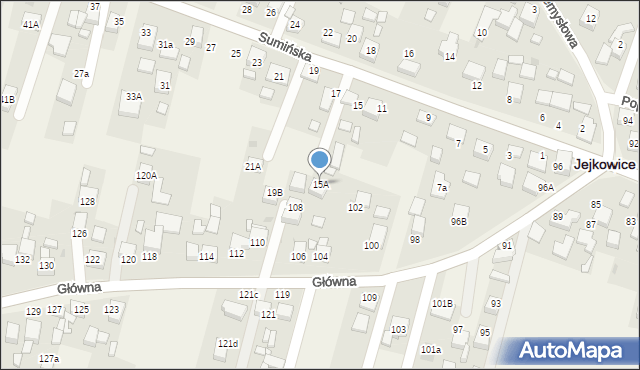 Jejkowice, Sumińska, 15A, mapa Jejkowice