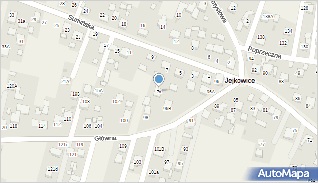 Jejkowice, Sumińska, 7a, mapa Jejkowice