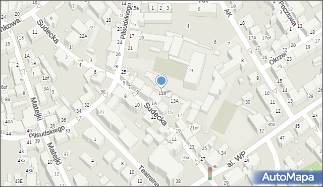 Jelenia Góra, Sudecka, 11b, mapa Jelenia Góra