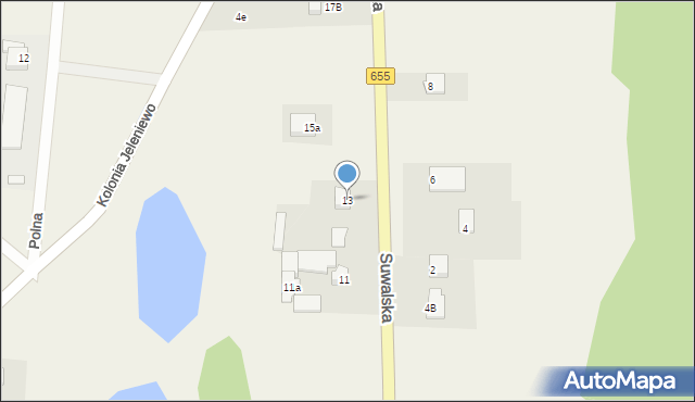 Jeleniewo, Suwalska, 15, mapa Jeleniewo
