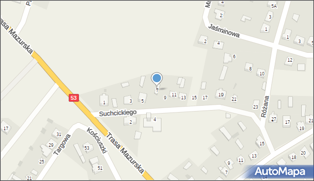 Kadzidło, Suchcickiego, ks., 7, mapa Kadzidło