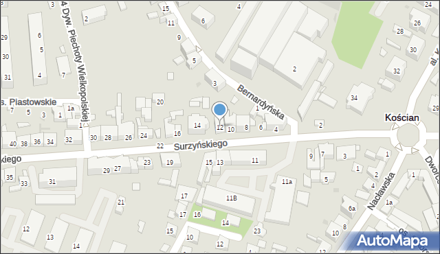 Kościan, Surzyńskiego Józefa, ks., 12, mapa Kościan