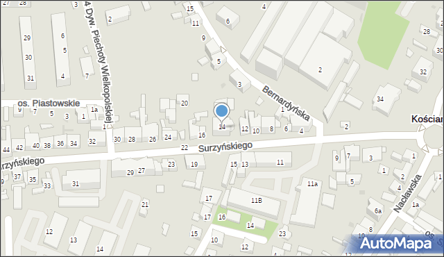 Kościan, Surzyńskiego Józefa, ks., 14, mapa Kościan