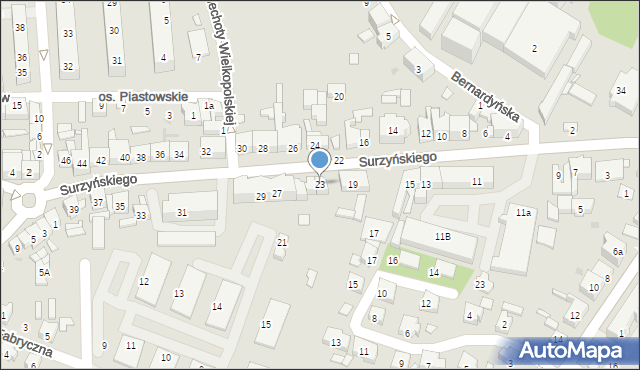 Kościan, Surzyńskiego Józefa, ks., 23, mapa Kościan