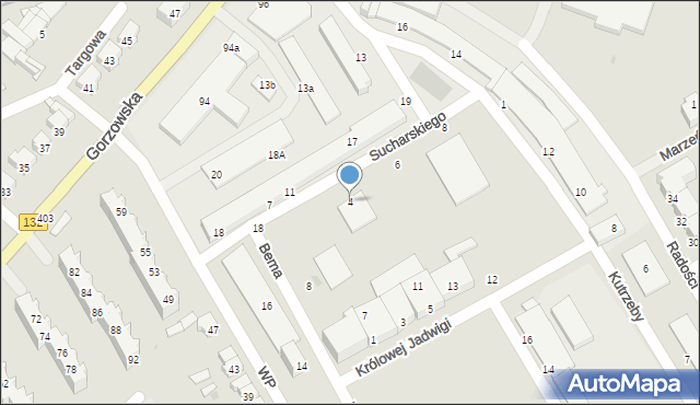 Kostrzyn nad Odrą, Sucharskiego Henryka, mjr., 4, mapa Kostrzyn nad Odrą