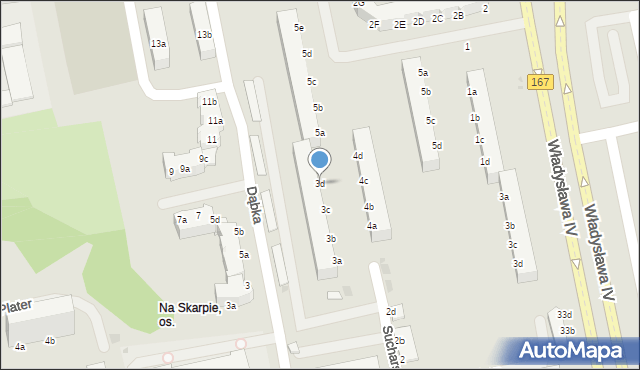 Koszalin, Sucharskiego Henryka, mjr., 3d, mapa Koszalina