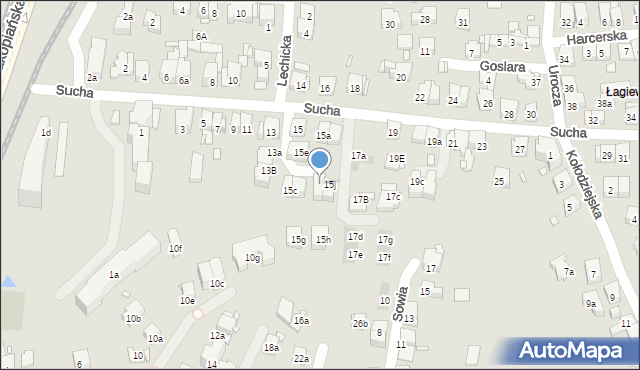 Kraków, Sucha, 15k, mapa Krakowa