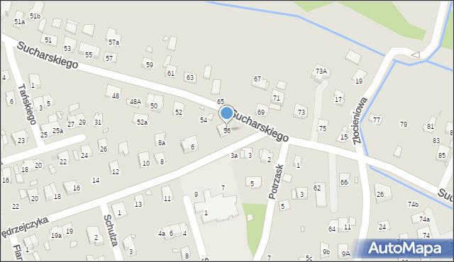 Kraków, Sucharskiego Henryka, mjr., 56, mapa Krakowa