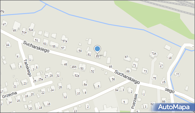 Kraków, Sucharskiego Henryka, mjr., 63, mapa Krakowa