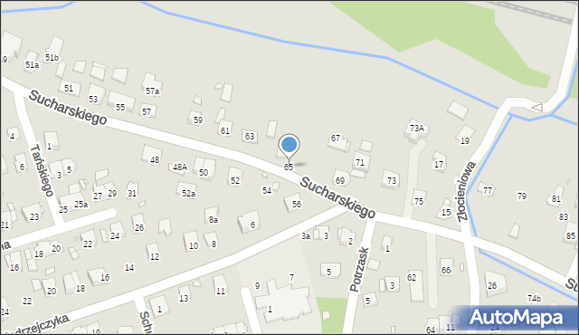 Kraków, Sucharskiego Henryka, mjr., 65, mapa Krakowa