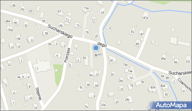 Kraków, Sucharskiego Henryka, mjr., 66, mapa Krakowa
