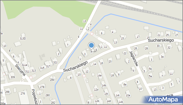 Kraków, Sucharskiego Henryka, mjr., 7, mapa Krakowa
