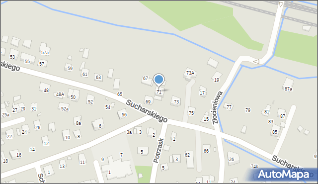 Kraków, Sucharskiego Henryka, mjr., 71, mapa Krakowa