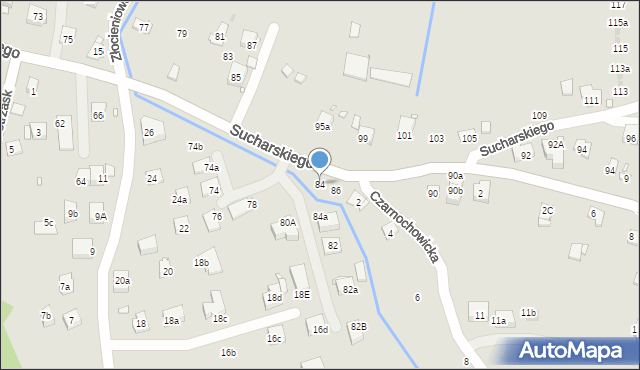 Kraków, Sucharskiego Henryka, mjr., 84, mapa Krakowa
