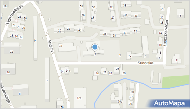 Kraków, Sudolska, 3, mapa Krakowa