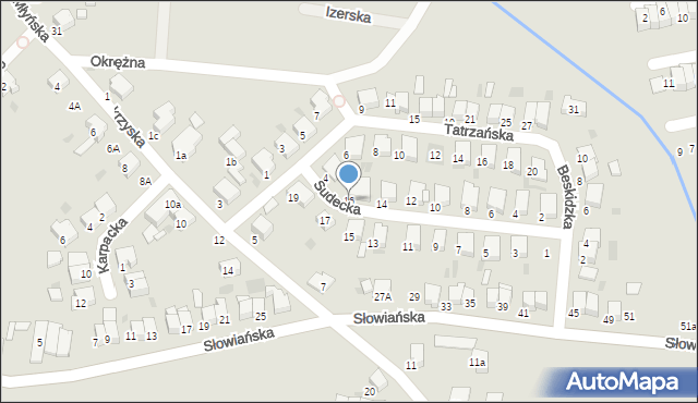 Krotoszyn, Sudecka, 16, mapa Krotoszyna