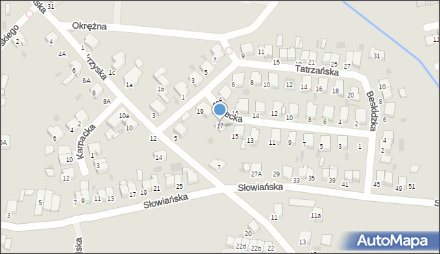 Krotoszyn, Sudecka, 17, mapa Krotoszyna