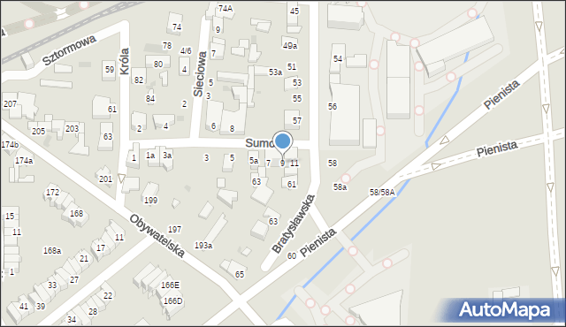 Łódź, Sumowa, 9, mapa Łodzi