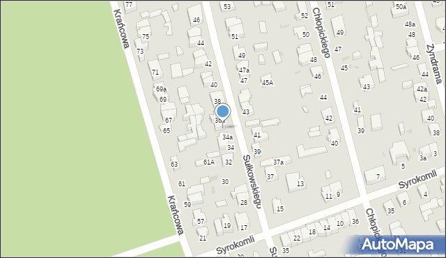 Łódź, Sułkowskiego Józefa, gen., 36, mapa Łodzi