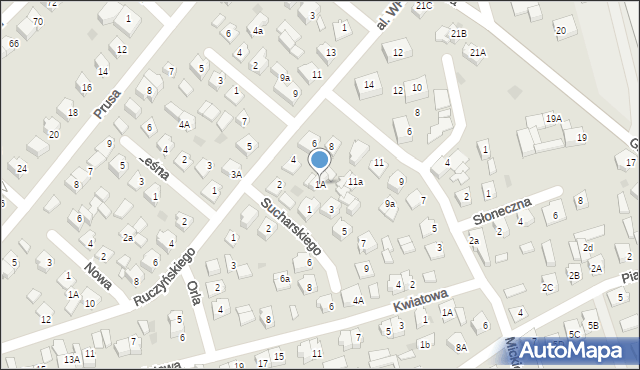 Lubawa, Sucharskiego Henryka, mjr., 1A, mapa Lubawa