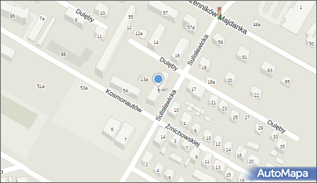 Lublin, Sulisławicka, 5, mapa Lublina