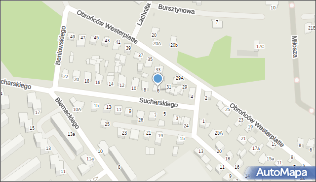 Mielec, Sucharskiego Henryka, mjr., 6, mapa Mielca