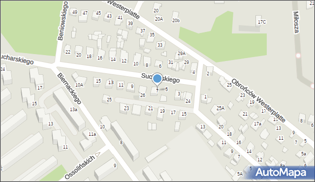Mielec, Sucharskiego Henryka, mjr., 7, mapa Mielca